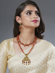 Eykaa Glorious Bloom: Eykaa’s Red Jasper and Red Jade Necklace With Earrings