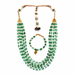 Eykaa Elegance Joy: Green Strawberry Quartz and Shell Pearl Earrings