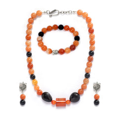 Eykaa Illuminate Joy : Black Tourmaline, Smoky Quartz & Orange Aventurine Earrings