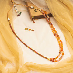 Eykaa Illuminate Fire: Carnelian, Golden Hematite & Red Jasper Necklace With Earrings