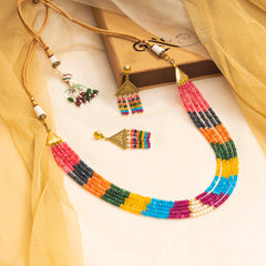 Eykaa Glorious Treasure: Jade and Shell Pearl Layered Necklace With Earrings