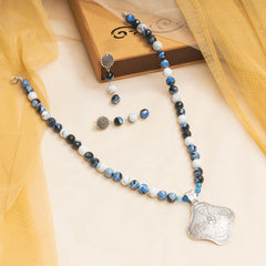 Eykaa Glorious Grace: Agate & White Howlite Necklace With Earrings