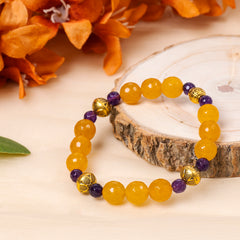 Eykaa Glorious Sunshine: Yellow & Purple Jade Bracelet