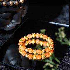Eykaa Glorious Bloom: Orange Jade and Golden Lava Bracelet