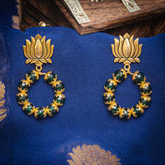 Eykaa Glorious Power: Green Jade & Golden Lava Earrings