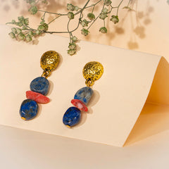 Eykaa Heavenly Spark: Lapis Lazuli & Coral Earrings