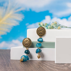 Eykaa Radiant Harmony: Blue Agate Necklace with Earrings Set