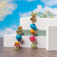 Eykaa Radiant Bliss: Multicolor Indian Agate Earrings