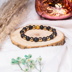 Eykaa Illuminate Flow: Lava and Golden Hematite Bracelet