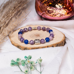 Eykaa Illuminate Serene: Lepidolite & Blue Jade Unisex Mala with Bracelet