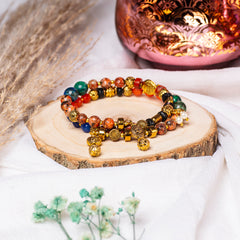 Eykaa Glorious Golden Glory : Dalmatian, Hematite, Black Onyx, Azurite, and Jade Bracelet