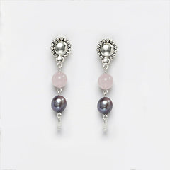 Eykaa Elegance Pure: Rose Quartz, Jade & Pearl Earrings