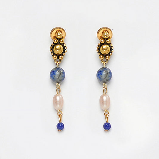 Eykaa Elegance Grace: Eykaa Lapis Lazuli & Pearl Earrings