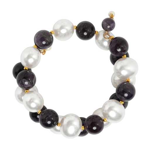 Eykaa Elegance Beauty: Eykaa Hematite and Pearl Bracelet