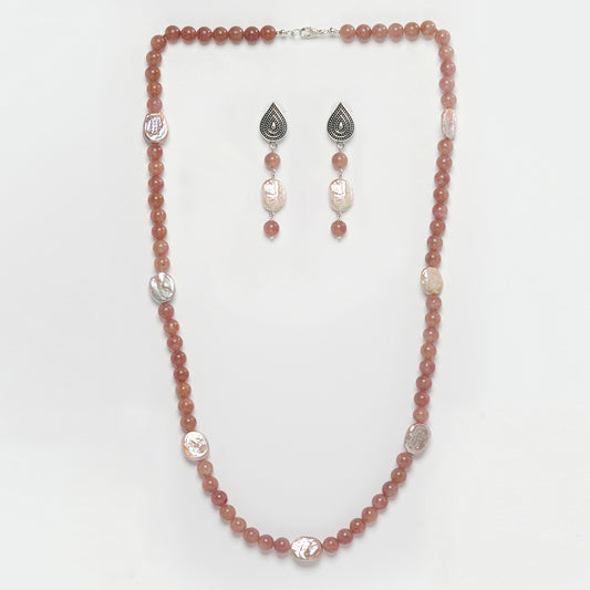 Eykaa Strawberry Quartz And Freshwater Pearl Necklace With Earrings On A White Background.
Eykaa
stone jewellery
womens jewellery
earing for women
bracelet for women
necklace for women
jewellery stores