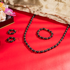 Eykaa Illuminate Flow: Lava and Golden Hematite Necklace With Earrings