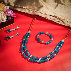 Eykaa Glorious Velvet: Faceted Blue & Orange Jade Set