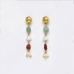 Eykaa Elegance Nature: Aventurine, Jasper & Freshwater Pearl Earrings