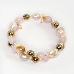 Eykaa Elegance Soul: Hematite, Rose Quartz & Fresh Water Pearl & Shell Pearl Bracelet