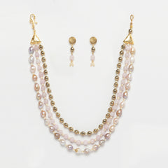 Eykaa Layered Hematite, Rose Quartz, Freshwater Pearl, And Shell Pearl Necklace With Earrings On A White Background. 
Eykaa
stone jewellery
womens jewellery
earing for women
bracelet for women
necklace for women
jewellery stores