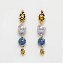 Eykaa Elegance Mystique: Eykaa Azurite & Freshwater Pearl Earrings