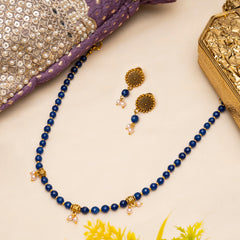 Eykaa Illuminate Calm: Blue Jade & Shell Pearl Necklace With Earrings Set