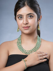 Eykaa Elegance Joy: Green Strawberry Quartz and Shell Pearl Earrings