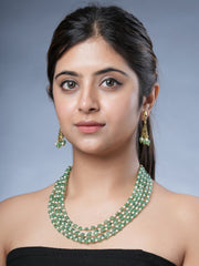 Eykaa Elegance Joy: Green Strawberry Quartz and Shell Pearl Earrings