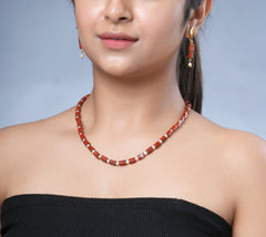 Eykaa Elegance Earth: Red Jasper & Shell Pearl Earrings