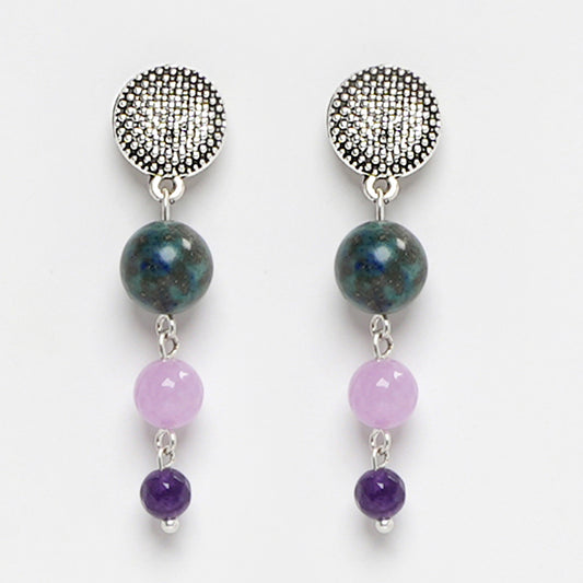 Eykaa Glorious Glow: Purple Faceted Jade and Azurite Earrings
