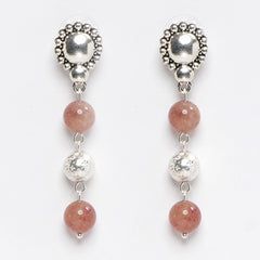 Eykaa Glorious Shine: Strawberry Quartz & Silver Lava Earrings