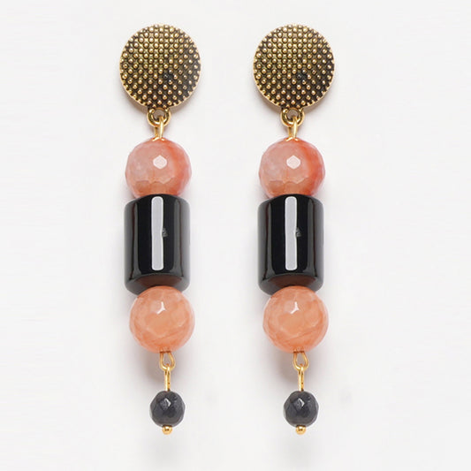 Eykaa Glorious Bliss: Orange Agate & Black Onyx Earrings