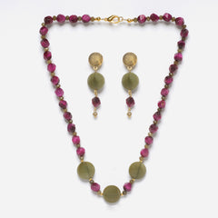 Eykaa Illuminate Feminine: Pink Tiger Eye & Agate Necklace with Earrings Set