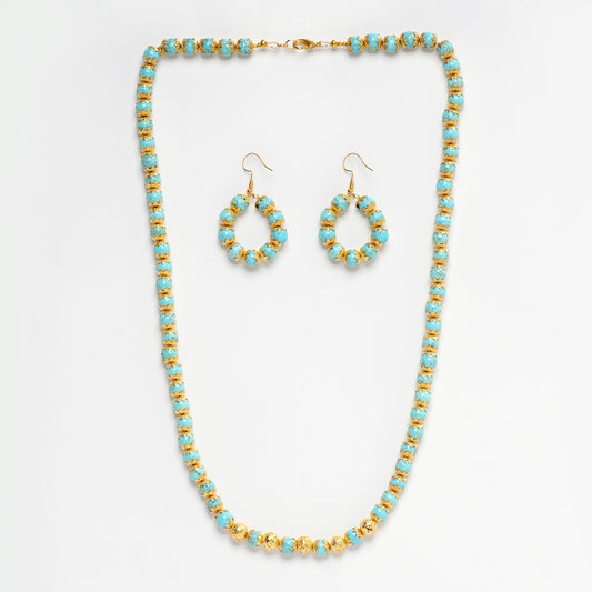 Eykaa Glorious Hope: Firoza & Golden Lava Necklace With Earrings