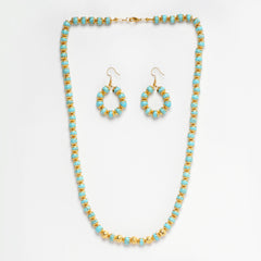 Eykaa Glorious Hope: Firoza & Golden Lava Necklace With Earrings