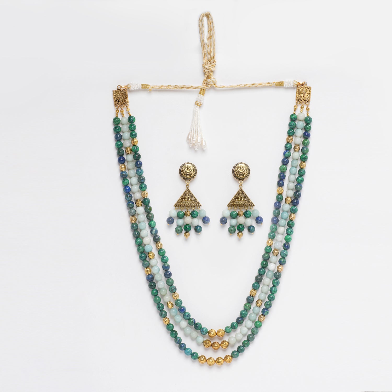 AMAZONITE AND AZURITE NECKLESS WITH EARRINGS
Eykaa
stone jewellery
womens jewellery
earing for women
bracelet for women
necklace for women
jewellery stores