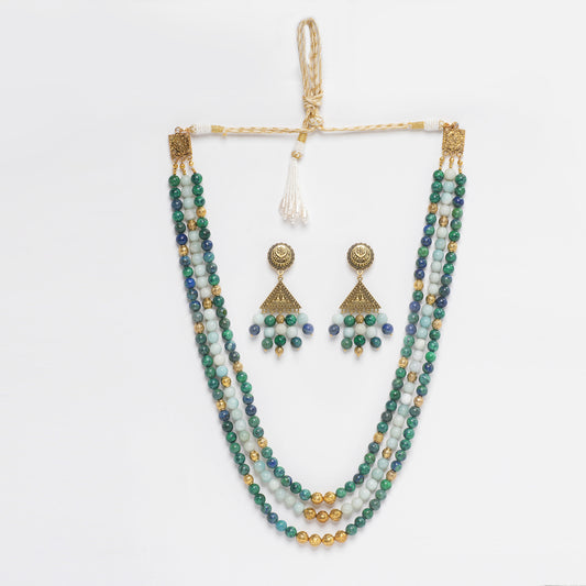 AMAZONITE AND AZURITE NECKLESS WITH EARRINGS
Eykaa
stone jewellery
womens jewellery
earing for women
bracelet for women
necklace for women
jewellery stores