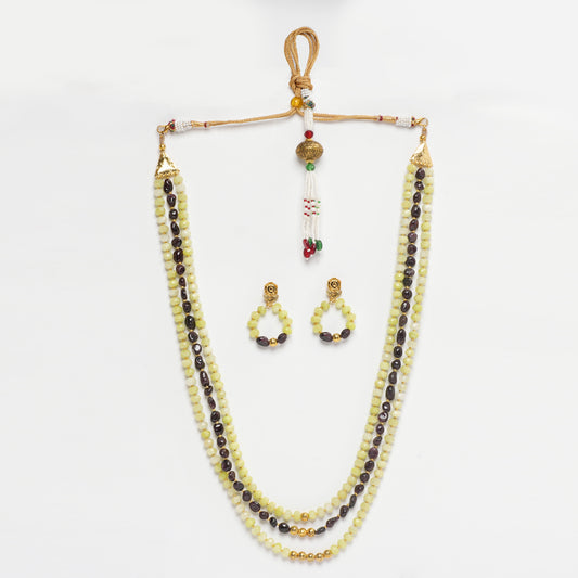 Eykaa Glorious Sun & Moon: Green Jade & Garnet Necklace With Earrings