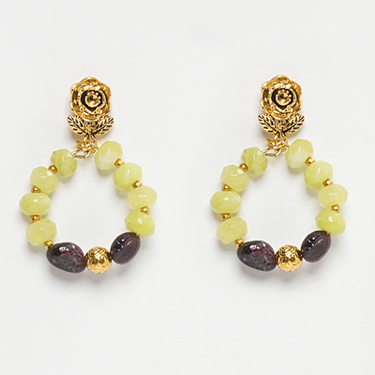 Eykaa Glorious Sun & Moon: Green Jade & Garnet Earrings