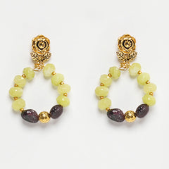 Eykaa Glorious Sun & Moon: Green Jade & Garnet Earrings