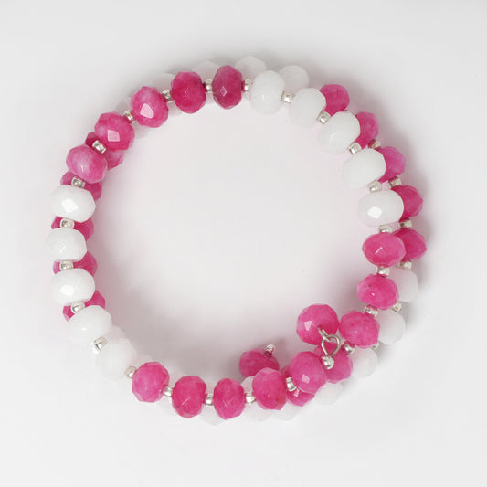 Eykaa Glorious Sparkle: Pink & White Jade Bracelet