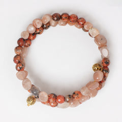 Eykaa Glorious Gem: Peach Moonstone, Carnelian & Dalmatian Bracelet