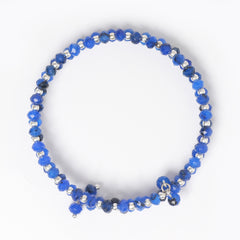 DARK BLUE FACETED JADE 4 MM WITH FRESH WATER PEARL BRACELET