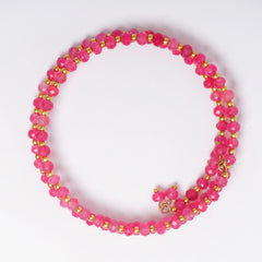 PINK FACETED JADE 4 MM WITH FRESH WATER PEARL