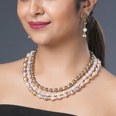 Girl Model Wearing Eykaa Layered Hematite, Rose Quartz, Freshwater Pearl, And Shell Pearl Necklace With Earrings.
Eykaa
stone jewellery
womens jewellery
earing for women
bracelet for women
necklace for women
jewellery stores