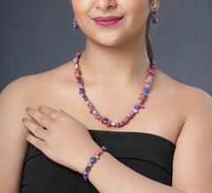 Eykaa Heavenly Spark: Lapis Lazuli & Coral Necklace with Earrings Set