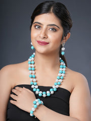 Girl Model Wearing Eykaa Firoza With Korean Pearl Balls Layered Necklace With Earrings And A Bracelet.
Eykaa
stone jewellery
womens jewellery
earing for women
bracelet for women
necklace for women
jewellery stores