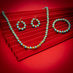 Eykaa Glorious Hope: Firoza & Golden Lava Necklace With Earrings