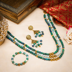 Eykaa Glorious Infinity : Amazonite & Azurite Necklace With Earrings