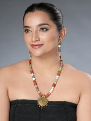 Eykaa Glorious Joy: Agate & Red Jasper Necklace With Earrings Set